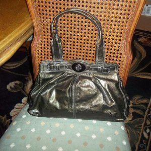Garnet 13926 Turn Lock BROWN COACH Patent SATCHEL